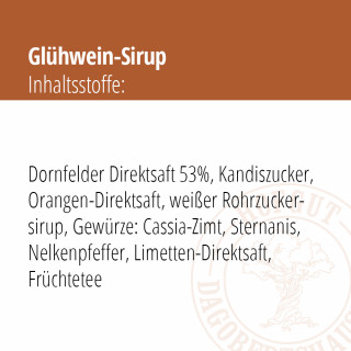 Glühwein-Sirup Inhaltsangaben